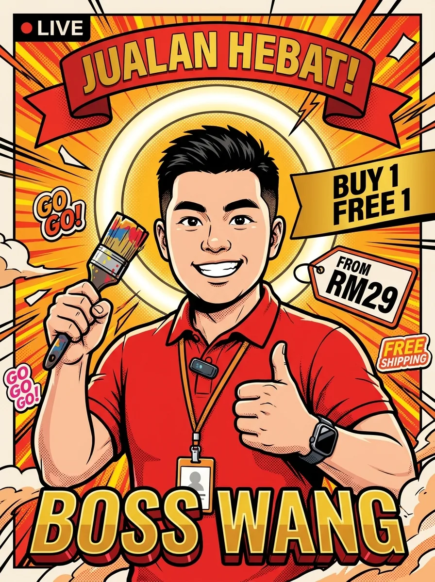 Boss Wang commercial poster — Malaysian product promo